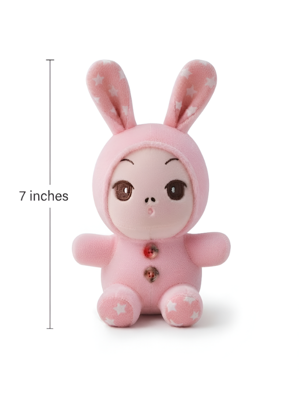 Pink Bunny Plushie | 7-Inch Stuffed Toy in Rabbit Costume Soft Toy ST11910