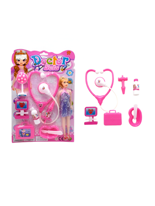 Pink Doll Doctor Play Set - Fashion Doll with Medical Kit Accessories | Educational Pretend Play Toy LMI4632.