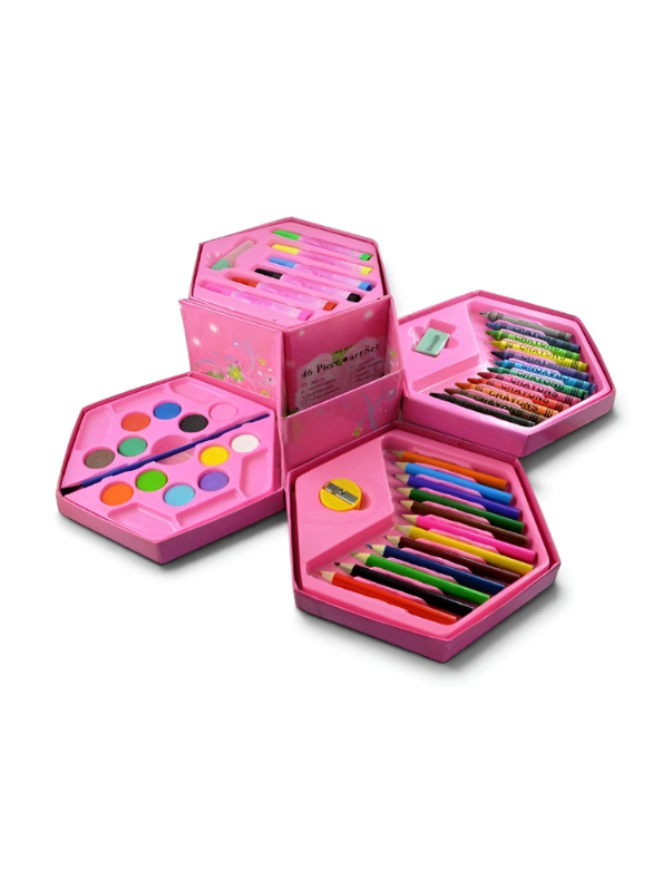 Pink Drawing Art Kit – Folding Hexagonal Coloring Set LMI1492.