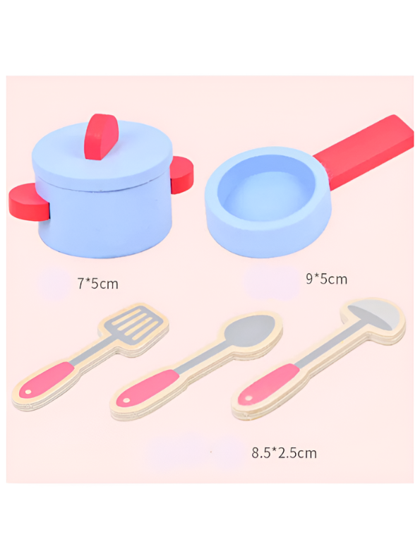 Pink Wooden Toy Kitchen Playset with Cookware & Accessories MD686