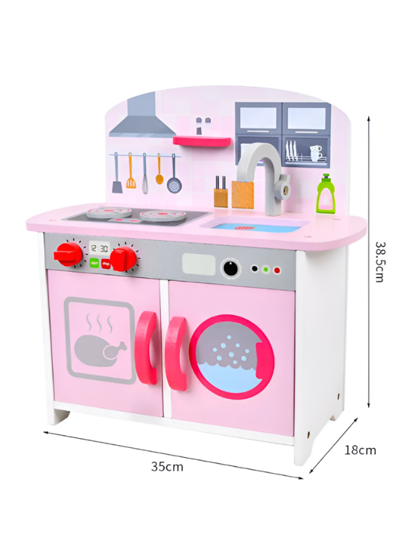 Pink Wooden Toy Kitchen Playset with Cookware & Accessories MD686