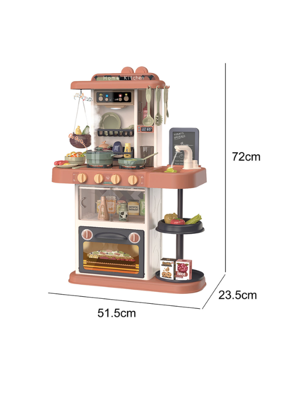 Pink - 43-Piece Deluxe Kids Play Kitchen Set with Real Water Sink, Lights & Sounds | Pretend Cooking Toy for Toddlers – Realistic Stove, Utensils & Accessories | NX15243.