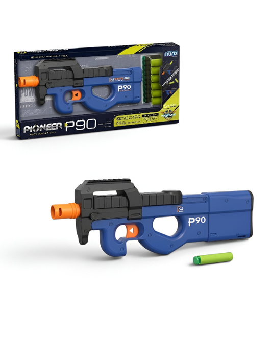 Pioneer P90 Shell Ejecting Soft Bullet Toy Gun with Foam Darts – Blue Tactical Blaster Toy for Kids Ages 5+ LMI16871
