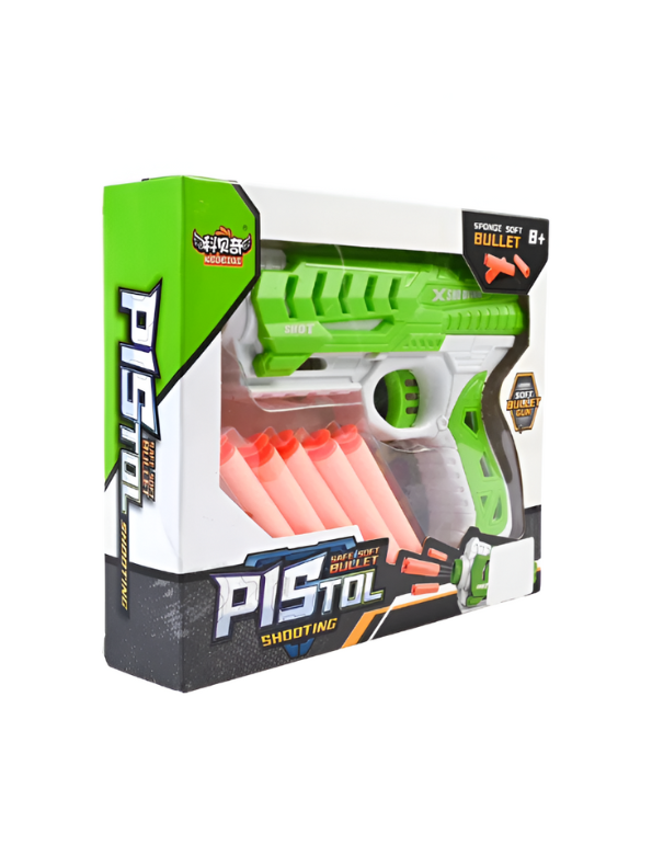 Pistol Shooting Soft Bullets – Safe Soft Bullet Toy Gun for Kids | Foam Dart Pistol with Easy Trigger Action Green LMI15184.
