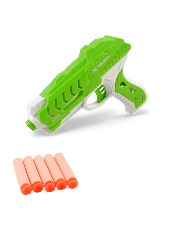 Pistol Shooting Soft Bullets – Safe Soft Bullet Toy Gun for Kids | Foam Dart Pistol with Easy Trigger Action Green LMI15184.