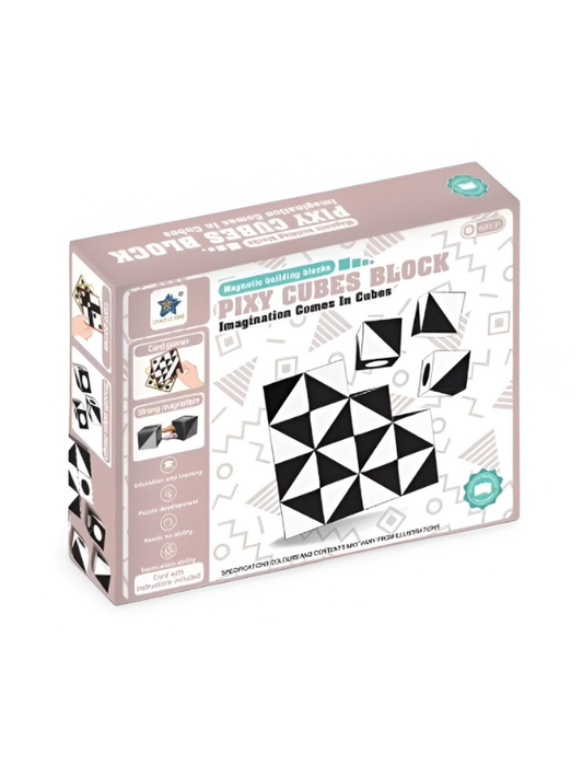 Pixy Cubes Magnetic Building Blocks – 3D Puzzle Game with Pattern Cards | STEM Educational Toy NX12872.