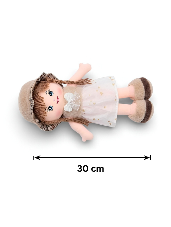Plush 30cm Rag Doll – Star Dress & Bucket Hat Soft Toy ST16055.