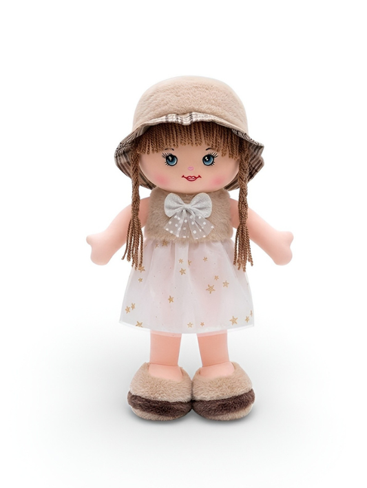 Plush 30cm Rag Doll – Star Dress & Bucket Hat Soft Toy ST16055.