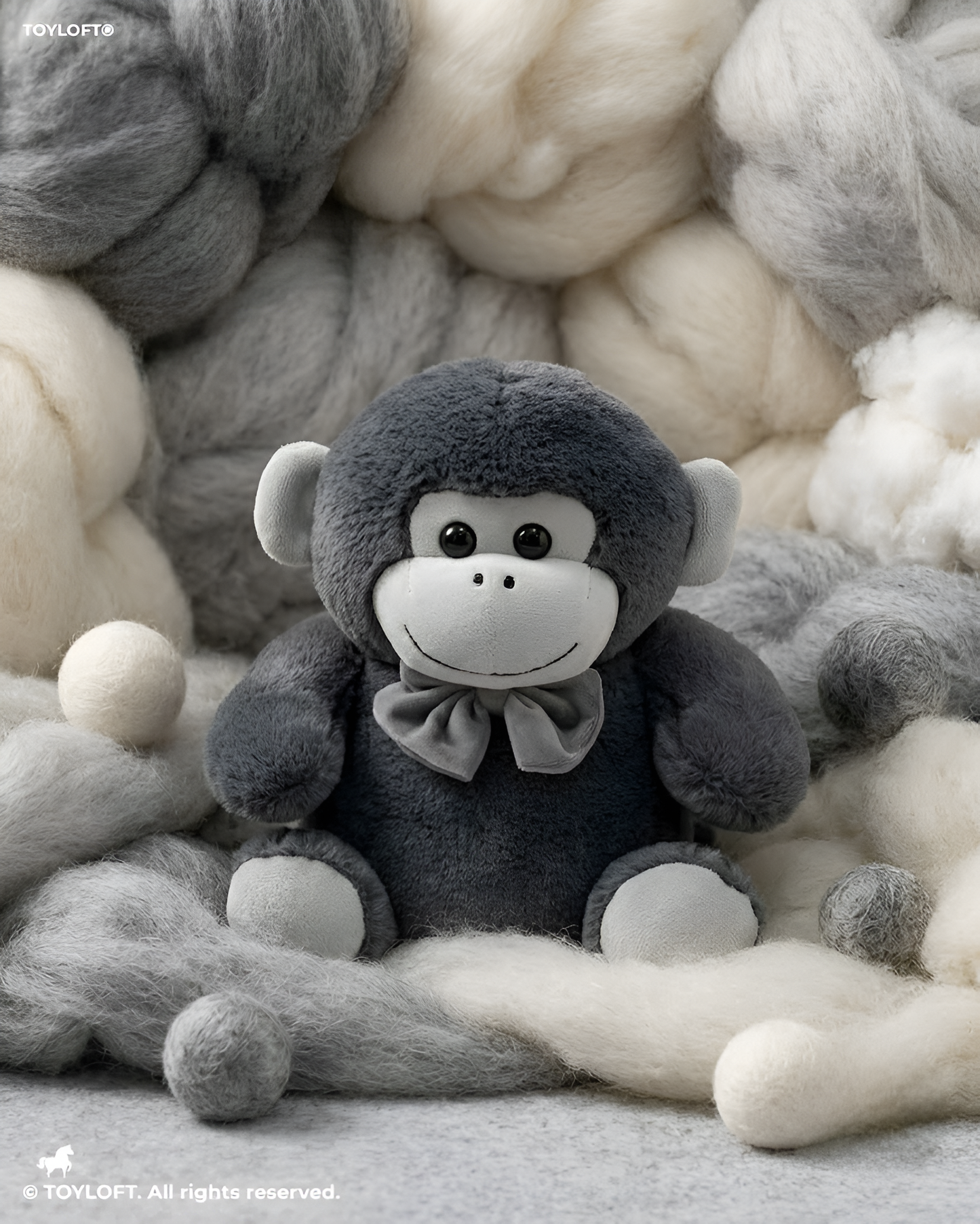Plush Brown Grey Soft Toy with Bow Tie 10-Inch – Premium Stuffed Animal Gift for Kids ST16765