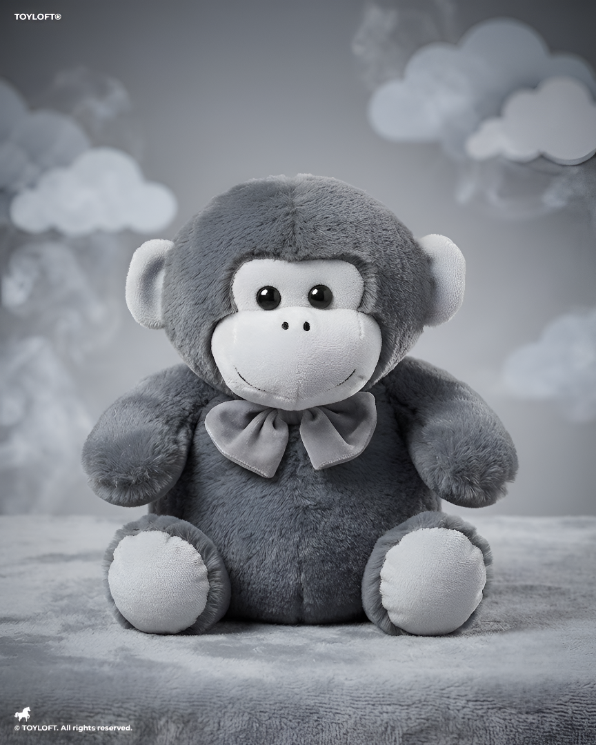 Plush Brown Grey Soft Toy with Bow Tie 10-Inch – Premium Stuffed Animal Gift for Kids ST16765