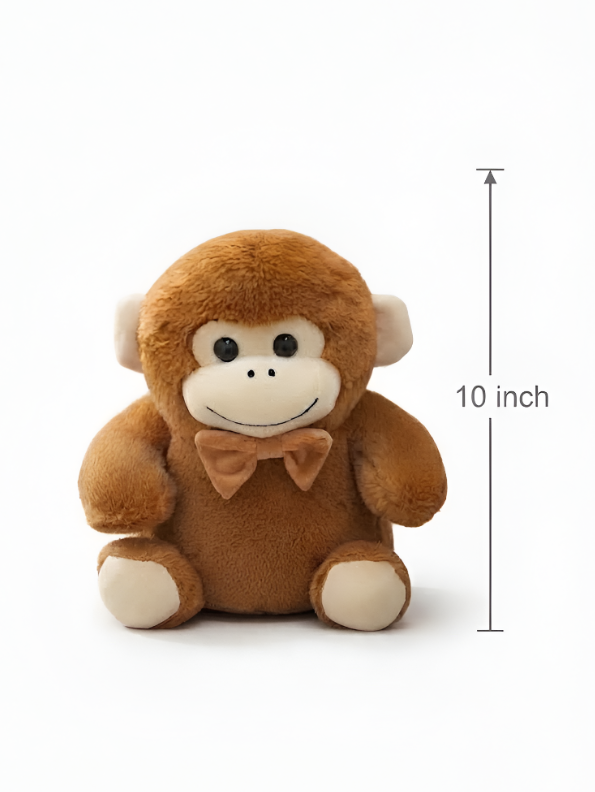 Plush Brown Monkey Soft Toy with Bow Tie 10-Inch – Premium Stuffed Animal Gift for Kids ST16765