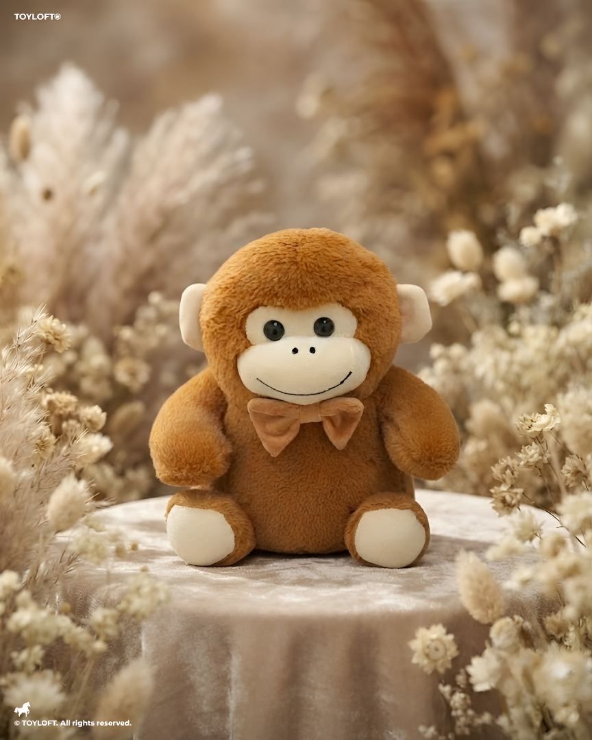 Plush Brown Monkey Soft Toy with Bow Tie 10-Inch – Premium Stuffed Animal Gift for Kids ST16765