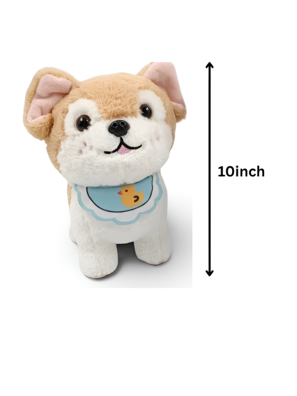 Plush Puppy Dog Stuffed Animal 10-Inch – Soft Toy with Cute Blue Duck Bib ST14456