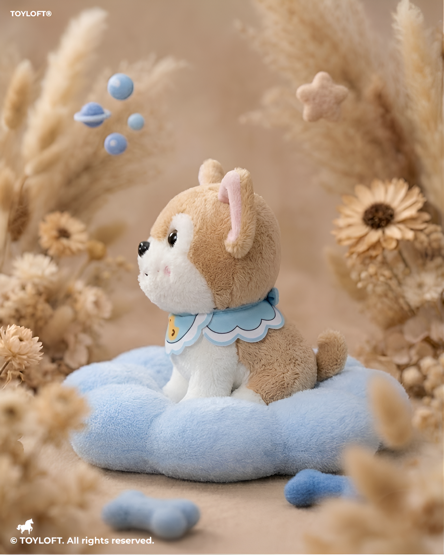 Plush Puppy Dog Stuffed Animal 10-Inch – Soft Toy with Cute Blue Duck Bib ST14456