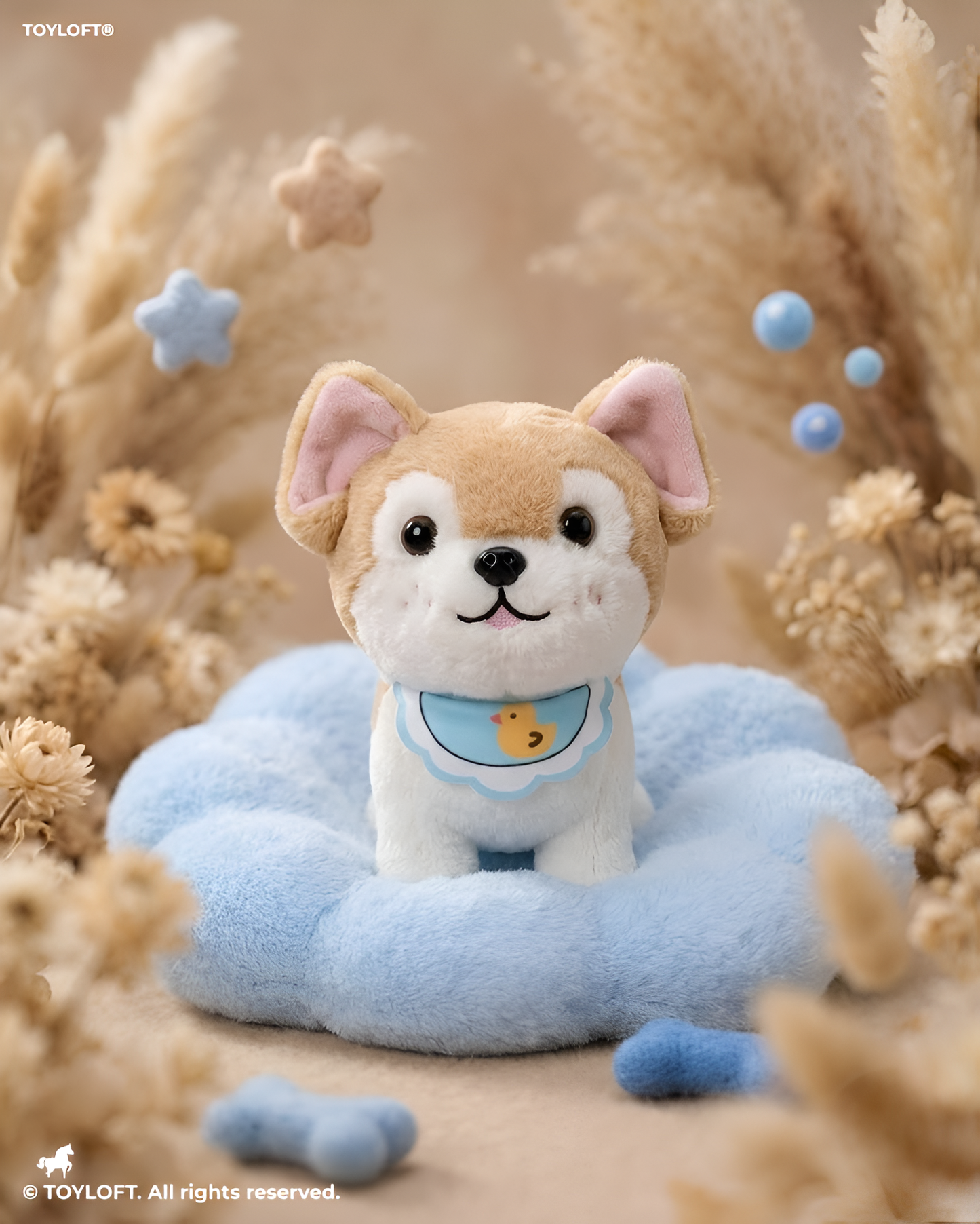 Plush Puppy Dog Stuffed Animal 10-Inch – Soft Toy with Cute Blue Duck Bib ST14456