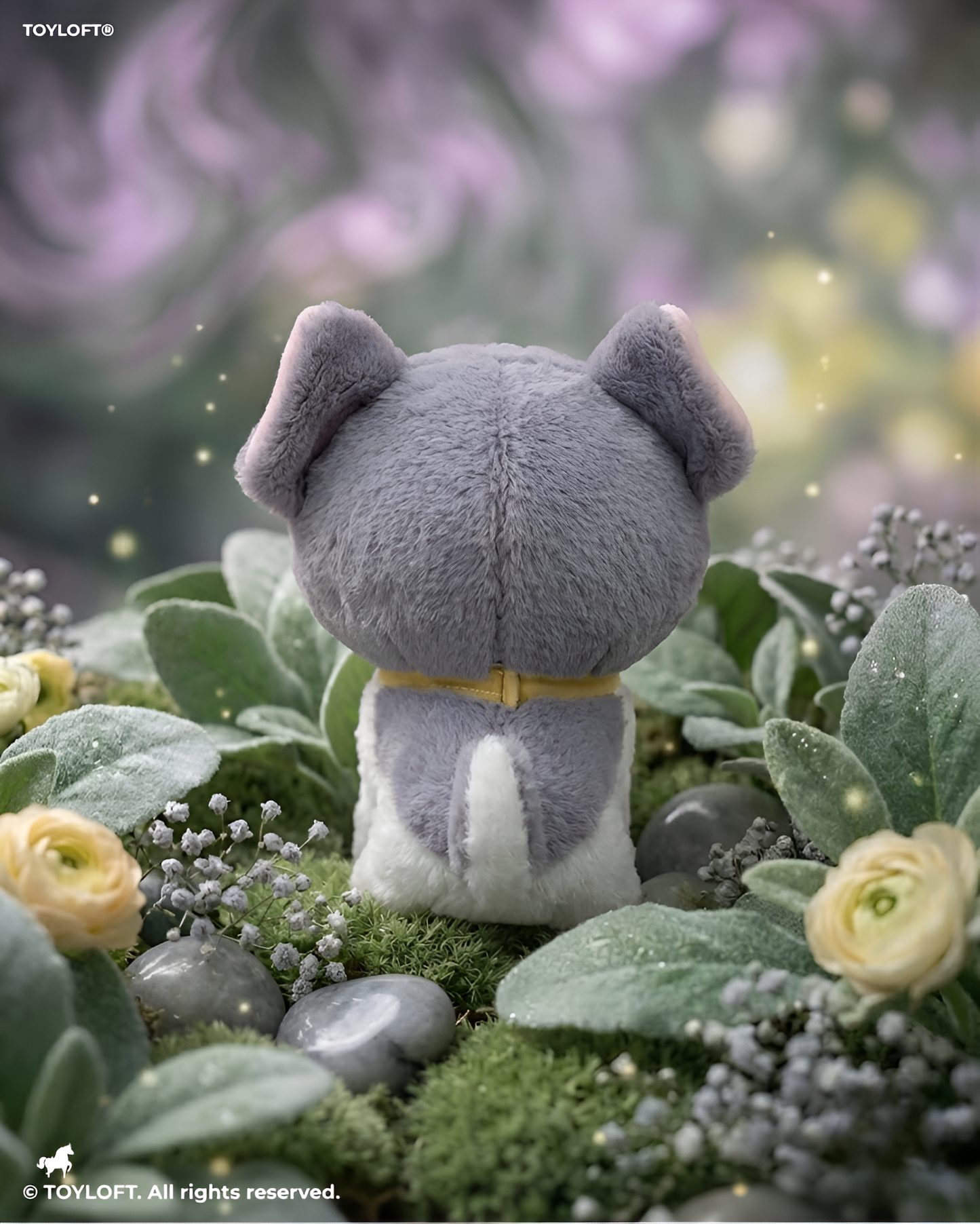 Plush Puppy Stuffed Animal – 10-Inch  Grey Dog with Yellow Frog Bib ST14456