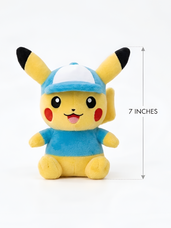 Pokémon Pikachu Plushie Soft Toy – 7-Inch Wearing Blue Hat & Shirt Costume ST11918