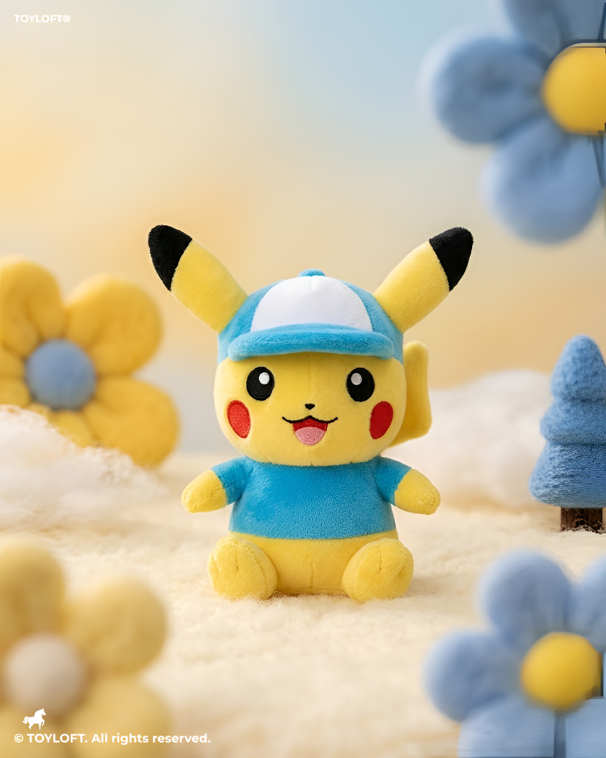 Pokémon Pikachu Plushie Soft Toy – 7-Inch Wearing Blue Hat & Shirt Costume ST11918