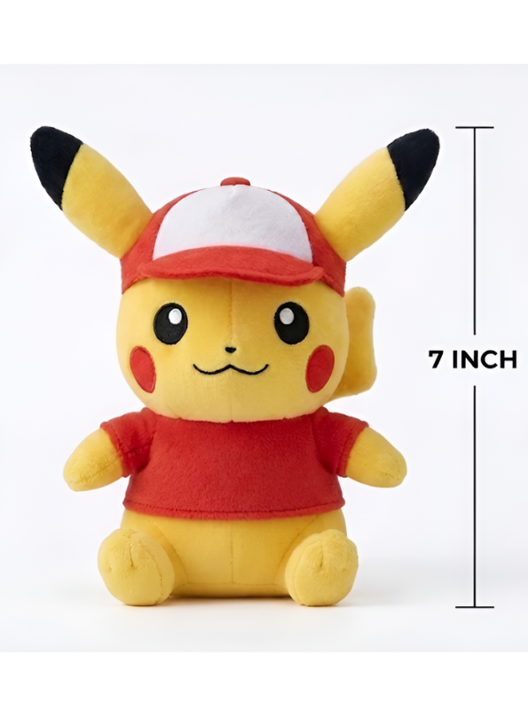 Pokémon Pikachu Plushie Soft Toy – 7-Inch Wearing Red Hat & Shirt Costume ST11918