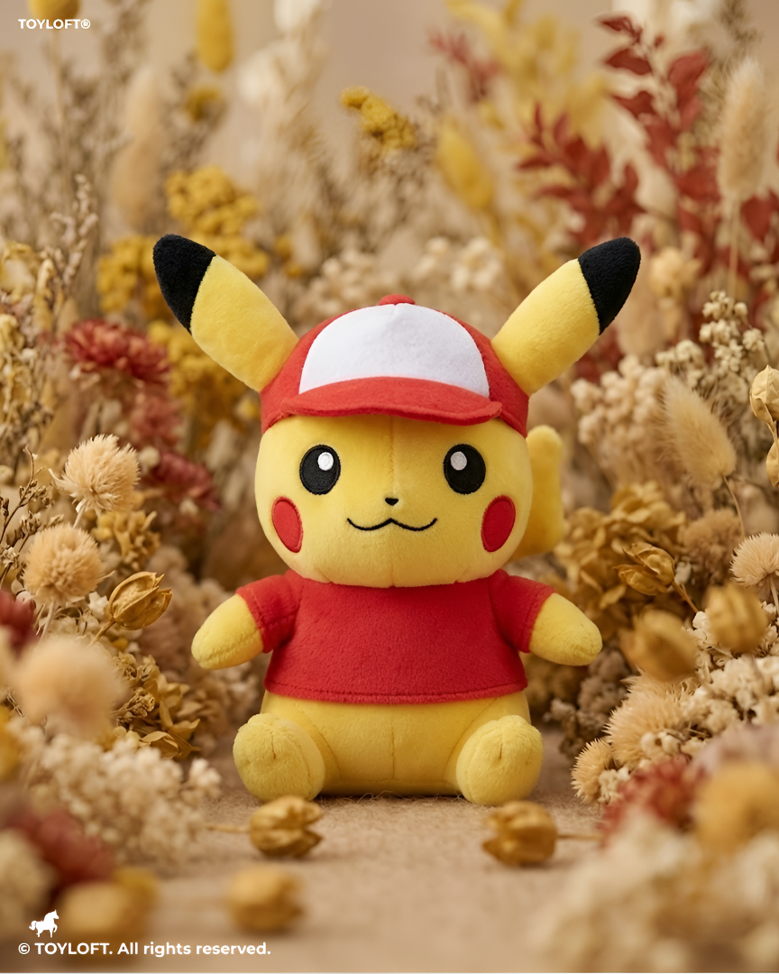 Pokémon Pikachu Plushie Soft Toy – 7-Inch Wearing Red Hat & Shirt Costume ST11918