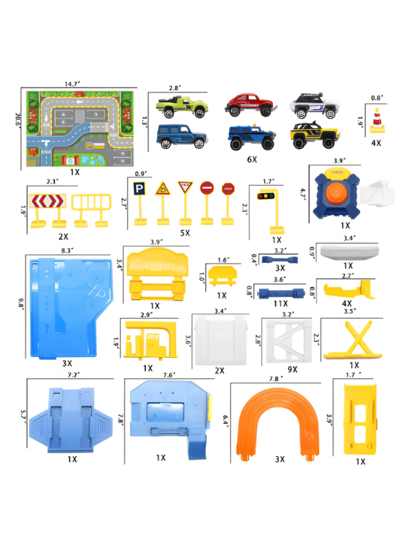 Police Car Garage Playset with Parking Tower, Spiral Ramp & Cars NX15618.
