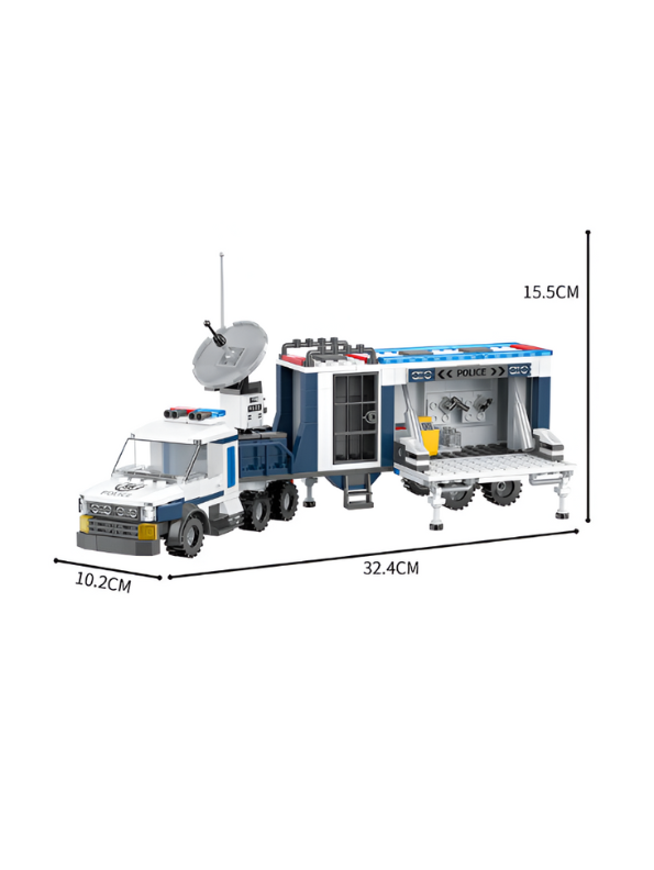 Police Command Center Building Blocks Set – Truck, Trailer, Motorcycle & 4 Mini Figures | Police Toy Construction Set for Kids TV5091.