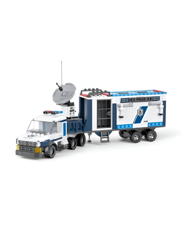 Police Command Center Building Blocks Set – Truck, Trailer, Motorcycle & 4 Mini Figures | Police Toy Construction Set for Kids TV5091.
