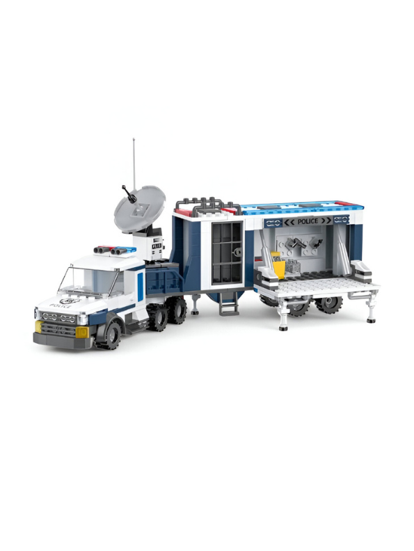 Police Command Center Building Blocks Set – Truck, Trailer, Motorcycle & 4 Mini Figures | Police Toy Construction Set for Kids TV5091.