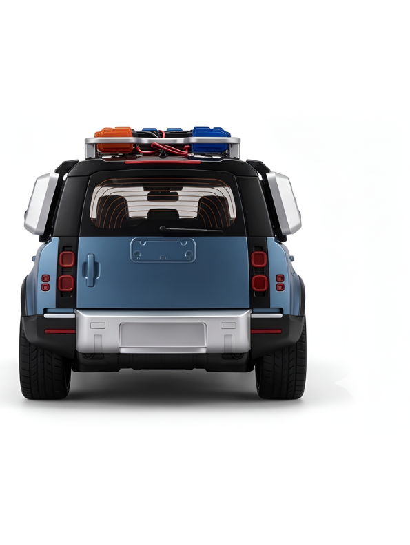 Diecast Land Rover Defender Toy Car - Police & Off-Road SUV Model with Roof Rack, Sound & Light Effects for Kids and Collectors NX15387