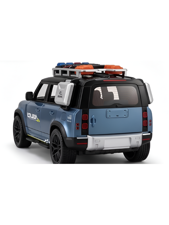 Diecast Land Rover Defender Toy Car - Police & Off-Road SUV Model with Roof Rack, Sound & Light Effects for Kids and Collectors NX15387