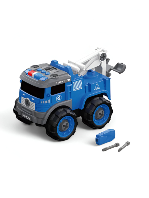 Police Engineering Truck Educational Toy - 33 Pcs DIY STEM Educational Vehicle with Light & Music for Kids NX15613.