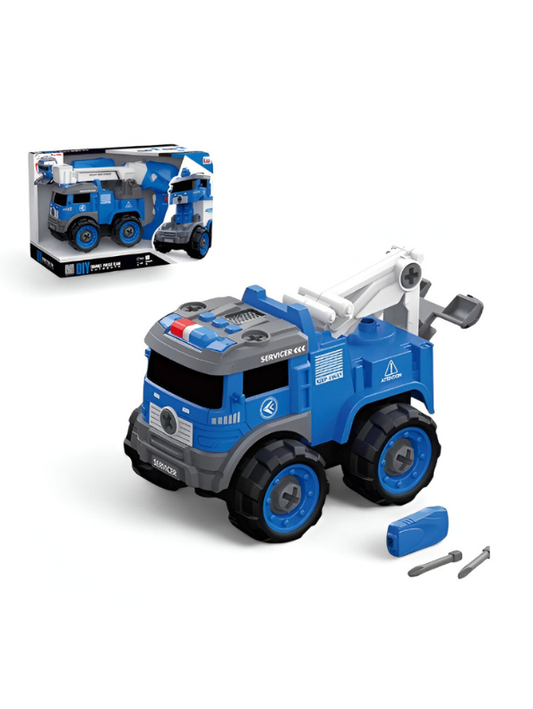 Police Engineering Truck Educational Toy - 33 Pcs DIY STEM Educational Vehicle with Light & Music for Kids NX15613.