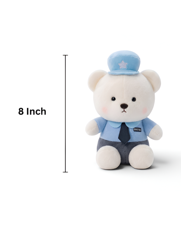 Police Officer Teddy Bear Plush Toy 8 Inch Blue ST16794.
