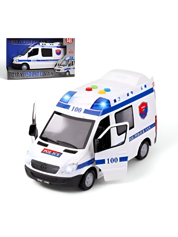 Police Service Van 100 Toy – Kids Police Van Toy Vehicle for Pretend Play LMI12714.