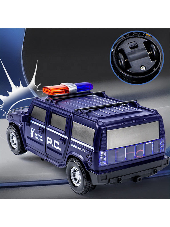 Police Transformer Car Toy For Kids With Music And 360 Rotation