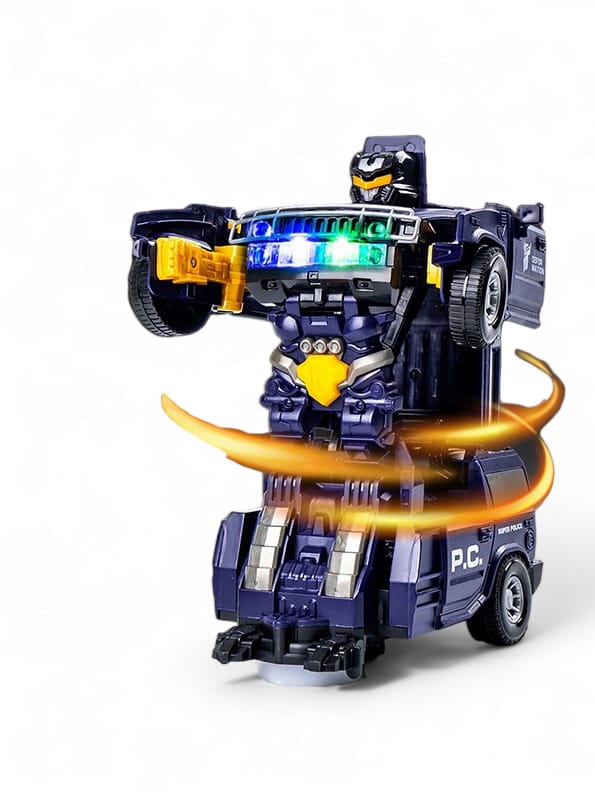 Police Transformer Car Toy For Kids With Music And 360 Rotation