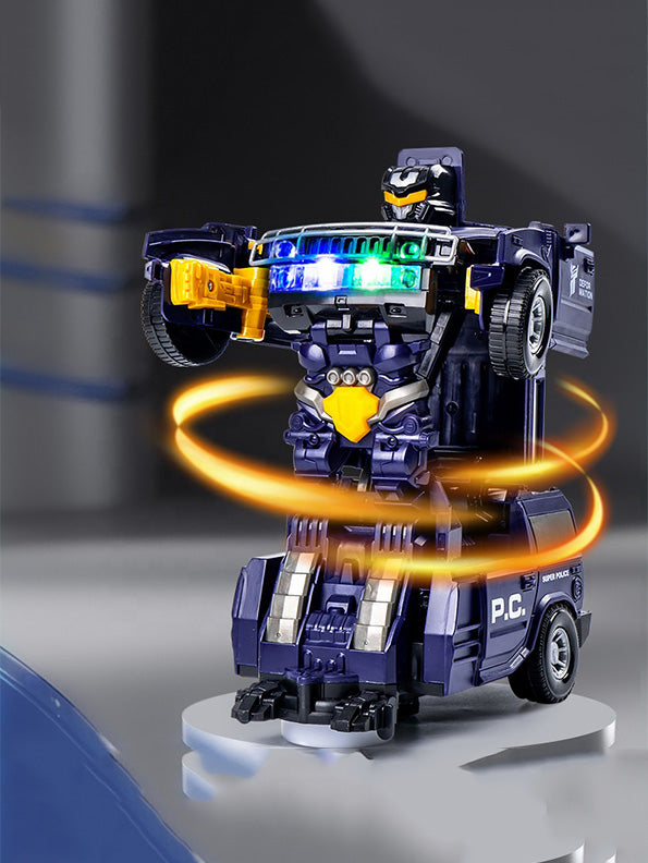 Police Transformer Car Toy For Kids With Music And 360 Rotation