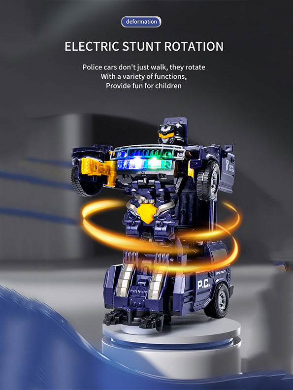 Police Transformer Car Toy For Kids With Music And 360 Rotation