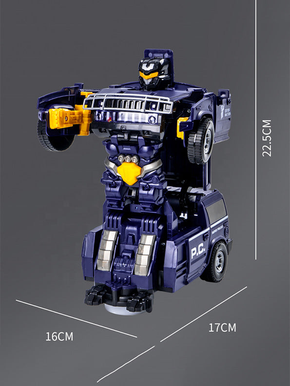 Police Transformer Car Toy For Kids With Music And 360 Rotation