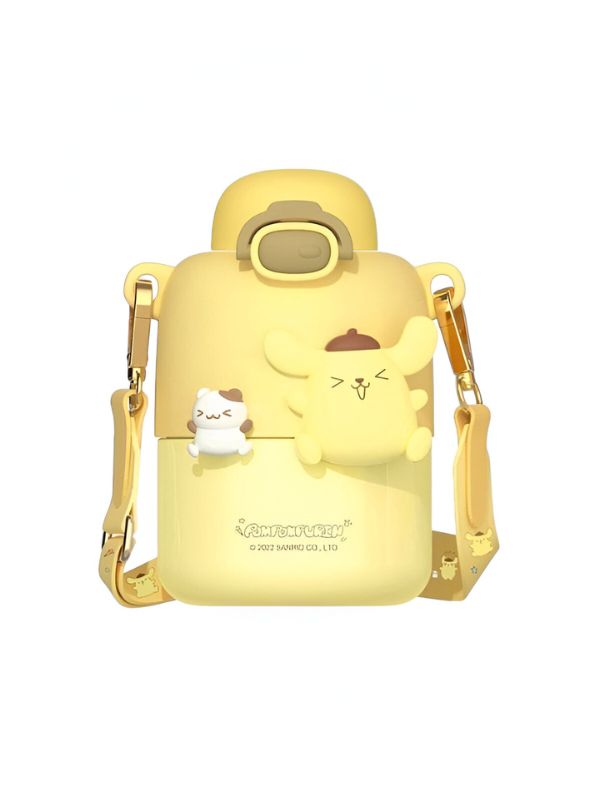 Pompompurin Stainless Steel Button Sipper Water Bottle – 430ml Leak-Proof Kids Bottle NOV4307.