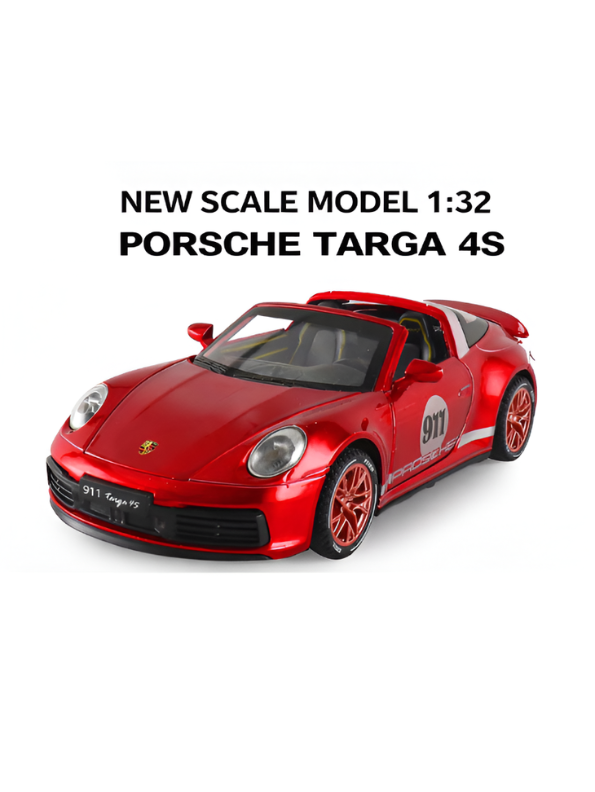 Porsche 911 Targa 4S 1:32 Scale Alloy Diecast Car Model Toy – Metal Collectible Vehicle LMI16116 - Free Car Inside.