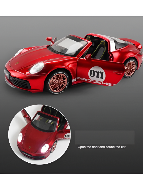 Porsche 911 Targa 4S 1:32 Scale Alloy Diecast Car Model Toy – Metal Collectible Vehicle LMI16116 - Free Car Inside.
