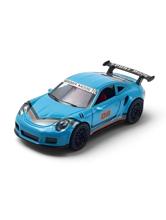 Porsche 911 Scale 1:36 – Metal Die-Cast Sports Car Model for Kids & Collectors | Pull-Back Toy Car with Realistic Detailing Blue TV6914.