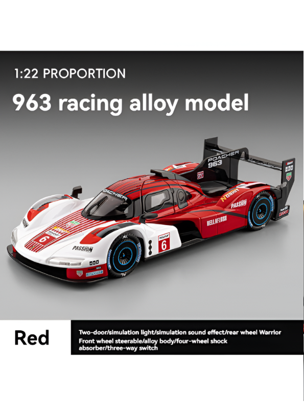 Porsche 963 LMDh Hypercar Diecast Model Car 1:22 Scale MD609.