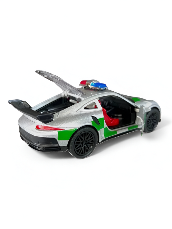 Grey - Porsche Police Diecast Car Toy – Opening Doors, Realistic Design, Durable Metal Model for Kids Scale 1:36 LMI15316.