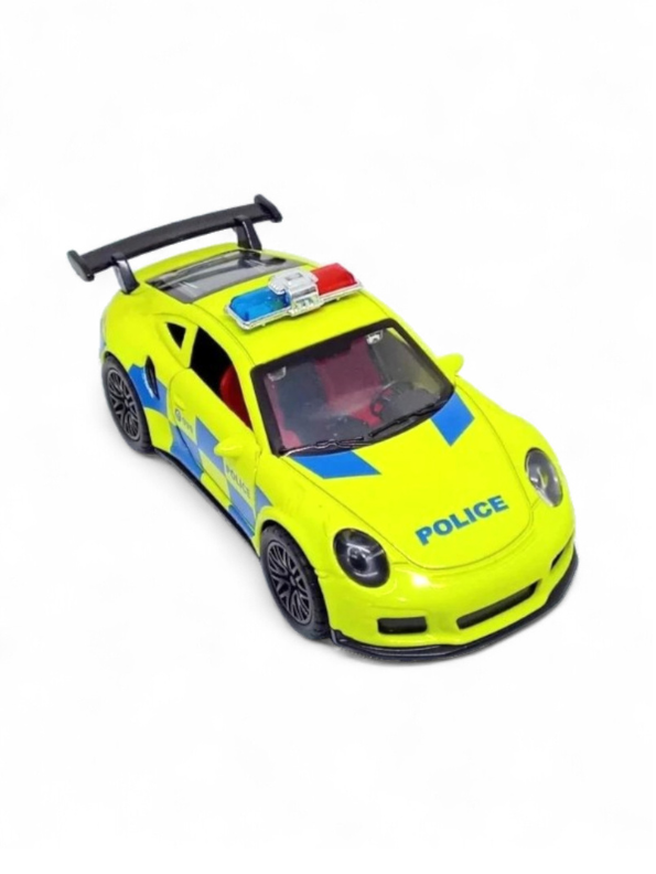 Green - Porsche 911 Police Diecast Car Toy – Opening Doors, Realistic Design, Durable Metal Model for Kids Scale 1:36 LMI15316.