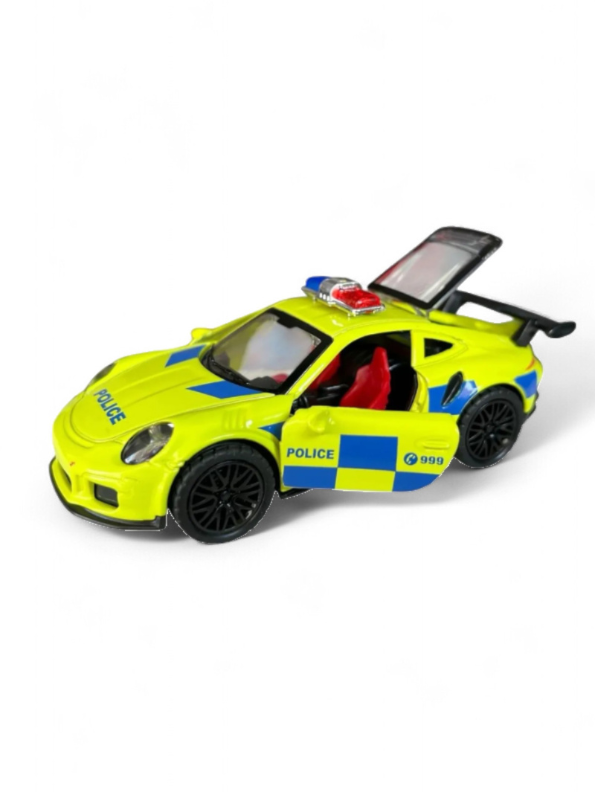 Green - Porsche 911 Police Diecast Car Toy – Opening Doors, Realistic Design, Durable Metal Model for Kids Scale 1:36 LMI15316.