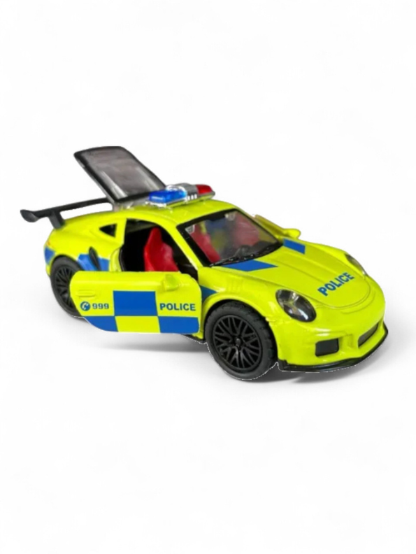 Green - Porsche 911 Police Diecast Car Toy – Opening Doors, Realistic Design, Durable Metal Model for Kids Scale 1:36 LMI15316.