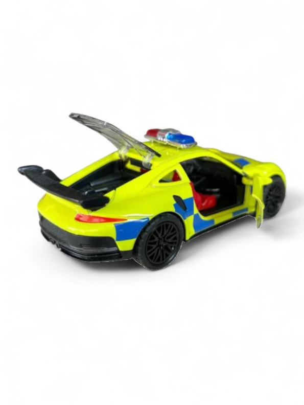 Green - Porsche 911 Police Diecast Car Toy – Opening Doors, Realistic Design, Durable Metal Model for Kids Scale 1:36 LMI15316.