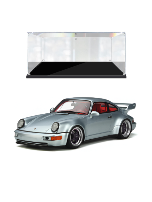 Porsche Corrira RS Diecast Car Toy – Alloy Model, Collectible Sports Car Replica Polar Silver - Acrylic Transparent Box.